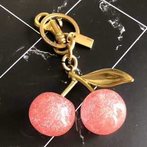 Coach Glitter Cherry Key Charm in Pink with Gold Hardware